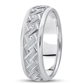 14K Gold Mens Fancy Wedding Band (7mm)