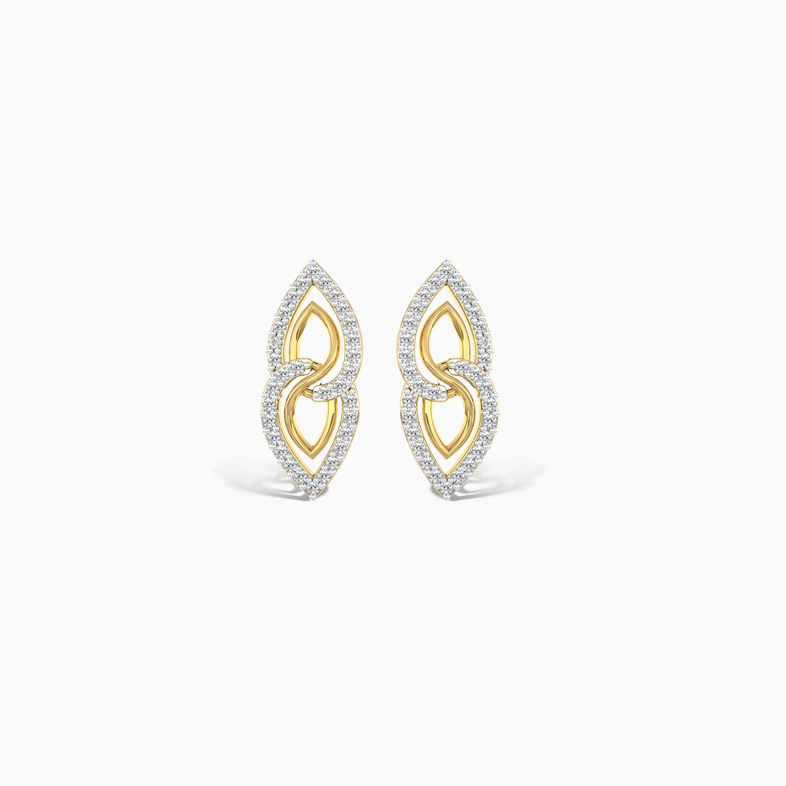 18k Golden Lantern Diamond Stud Earrings