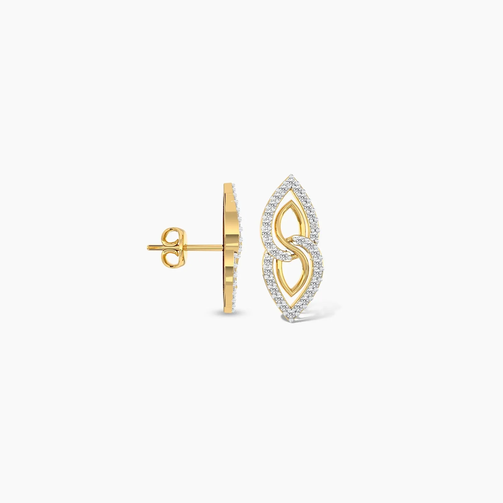 18k Golden Lantern Diamond Stud Earrings