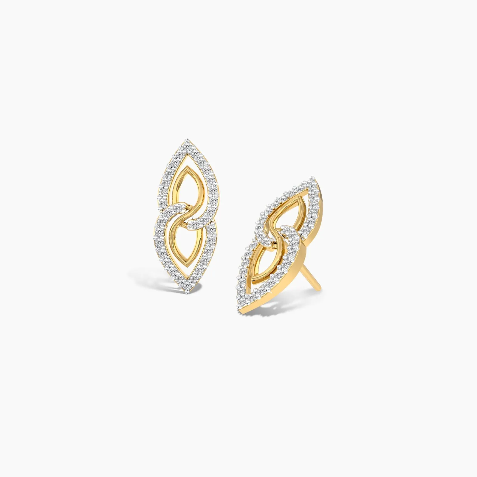 18k Golden Lantern Diamond Stud Earrings