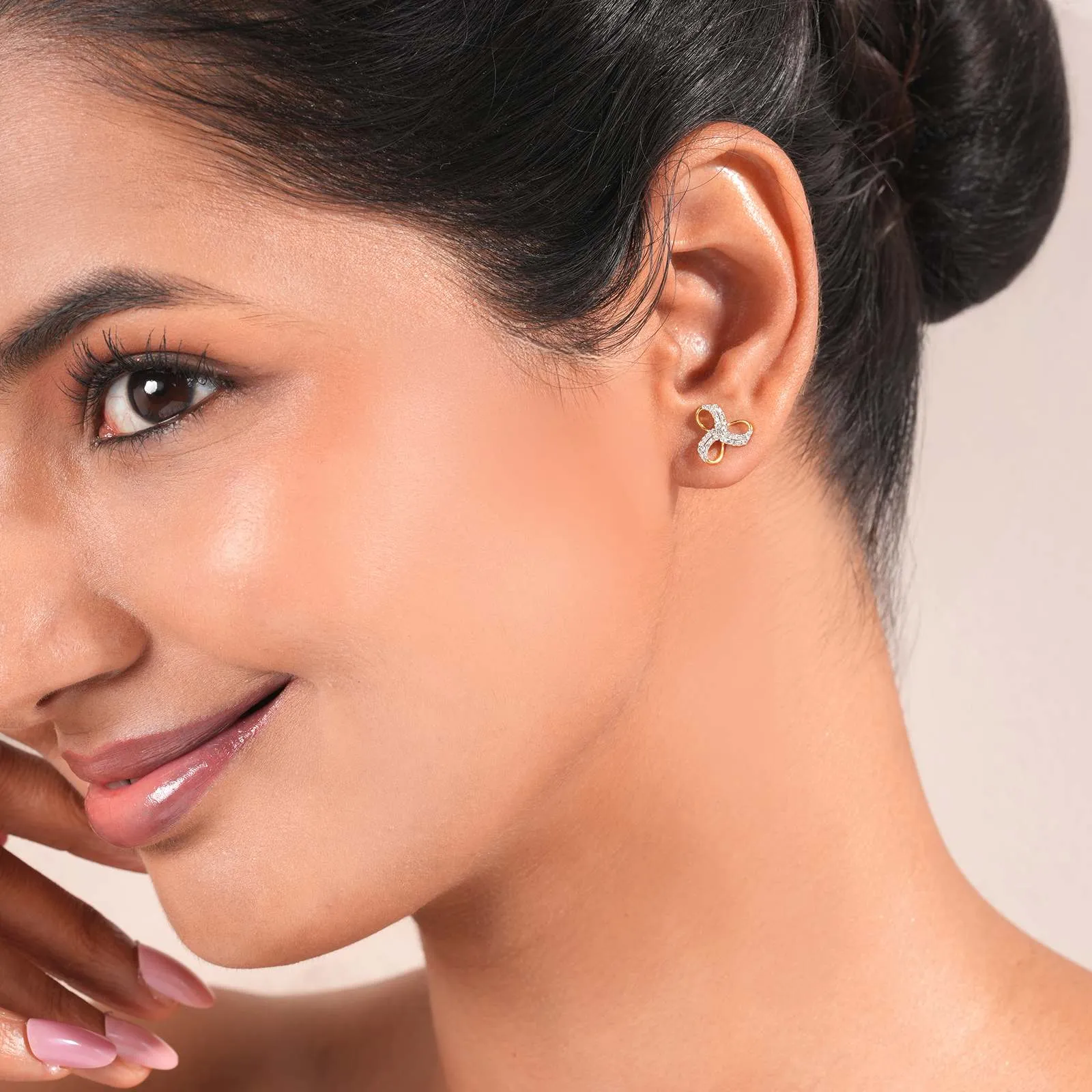 18k Holy Trinity Diamond Stud Earrings
