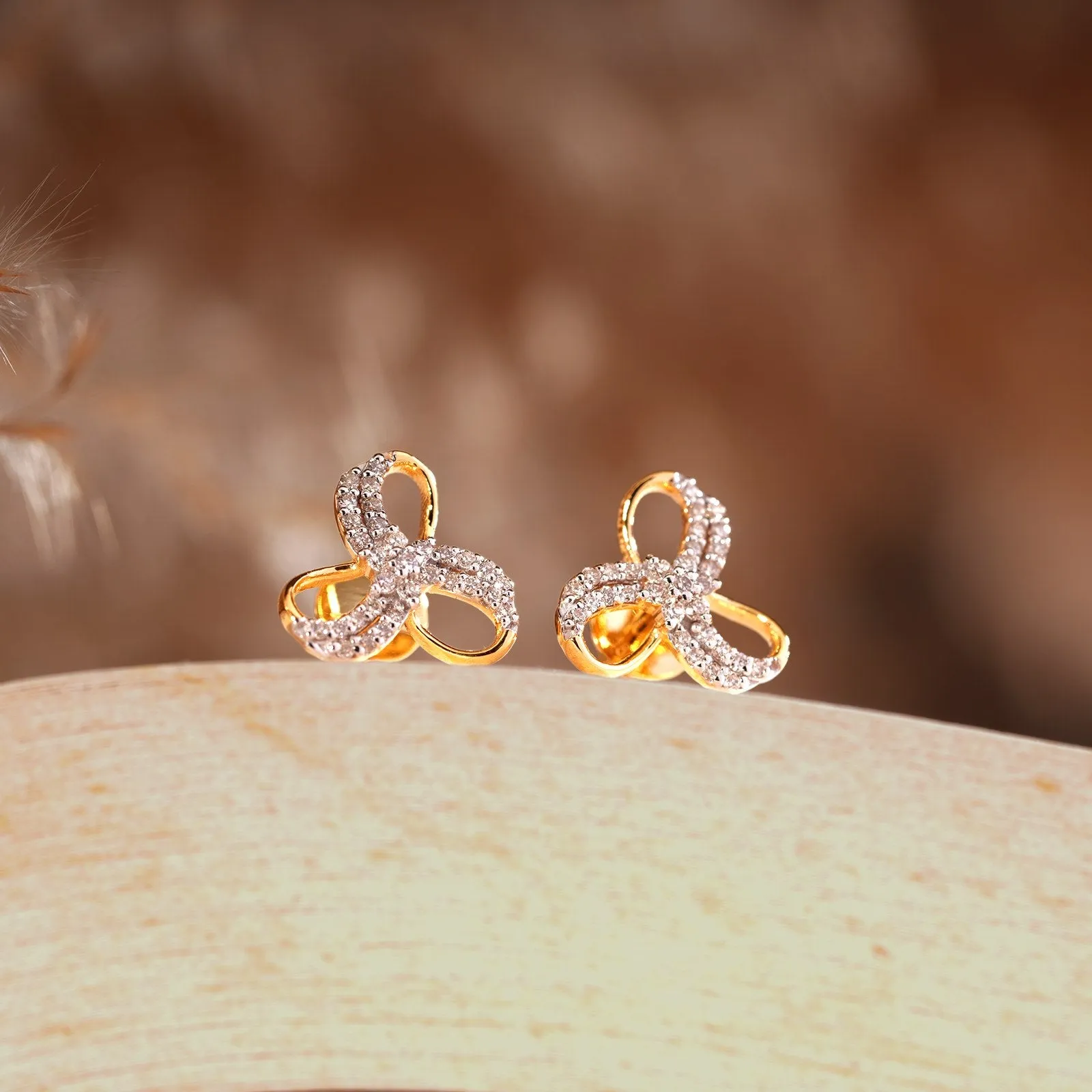 18k Holy Trinity Diamond Stud Earrings
