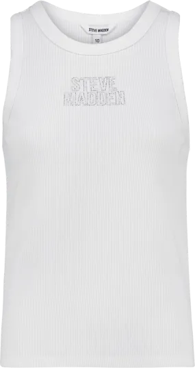 AALIYAH WHITE SPARKLE LOGO TANK