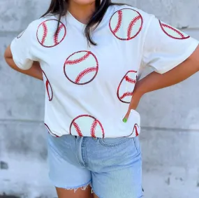 Abln Boutique - Home Run Hitter Sequin Baseball Tee