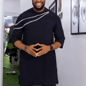 African Men's Kaftan | Custom Senator Wear | Black Style