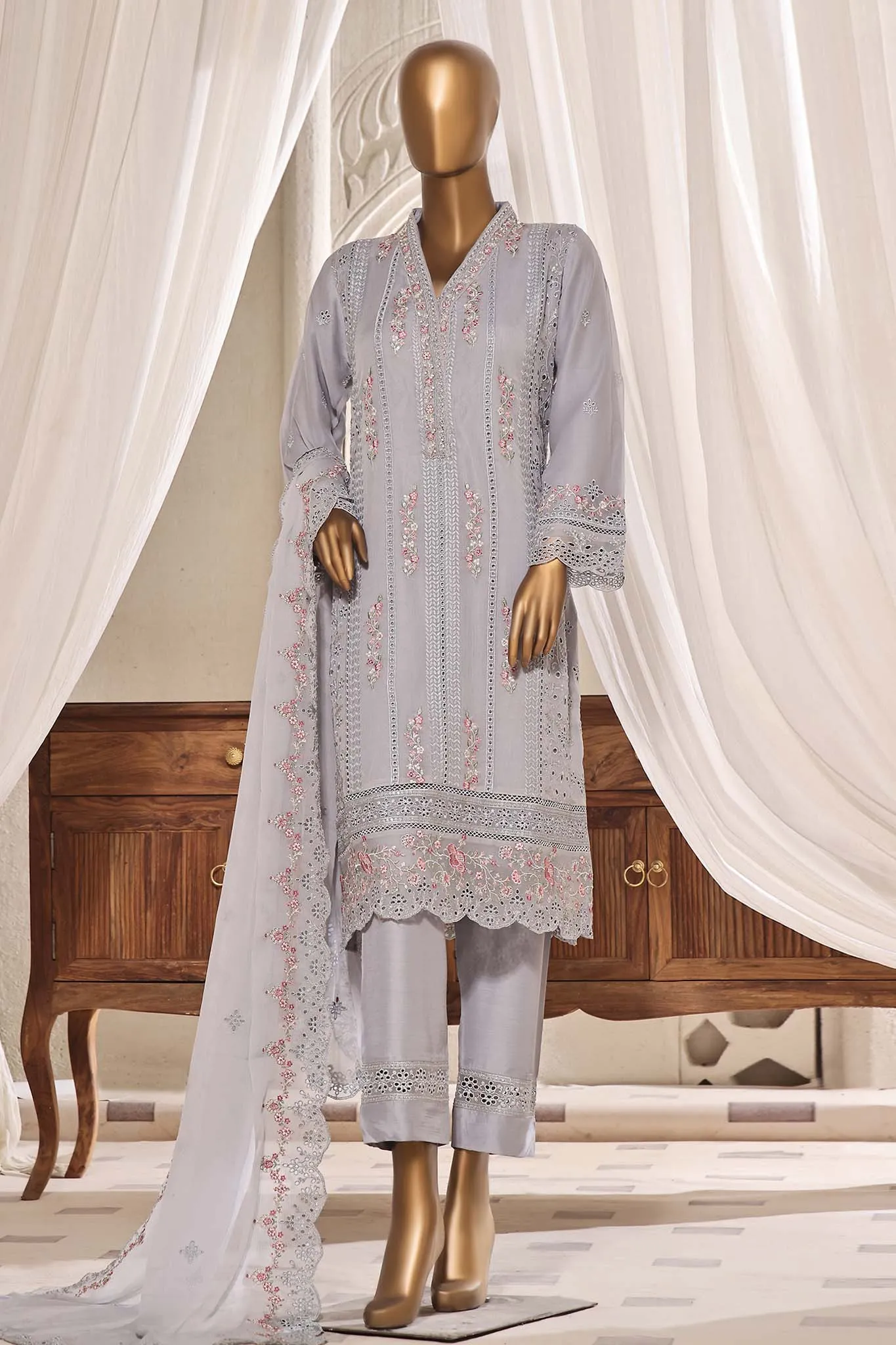 Afsaany by Sada Bahar Stitched 3 Piece Luxury Chiffon Vol-01 Collection'2023-CR-08-Grey