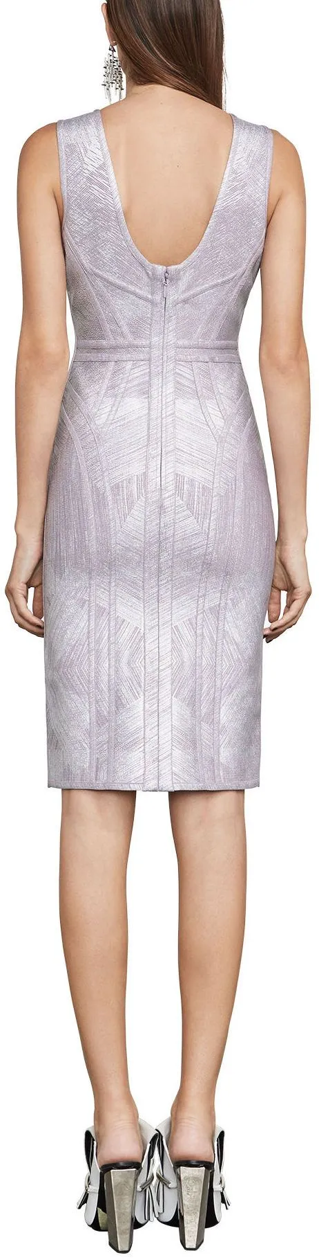 'Annette' Geometric Spliced Grain Dress
