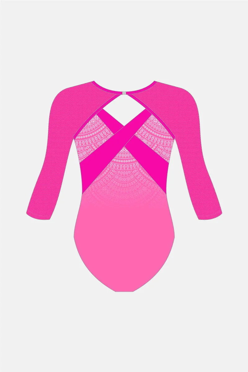 Aria Pink 3/4 Sleeve Leotard