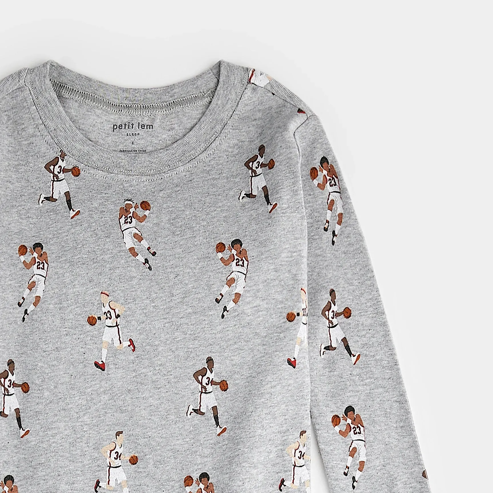 Basketball Player Print on Heather Grey PJ Set