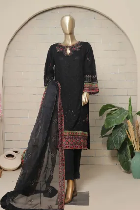 Bin Saeed Stitched 3 Piece Embroidered Chiffon Collection'2023-ASPC-017-Black