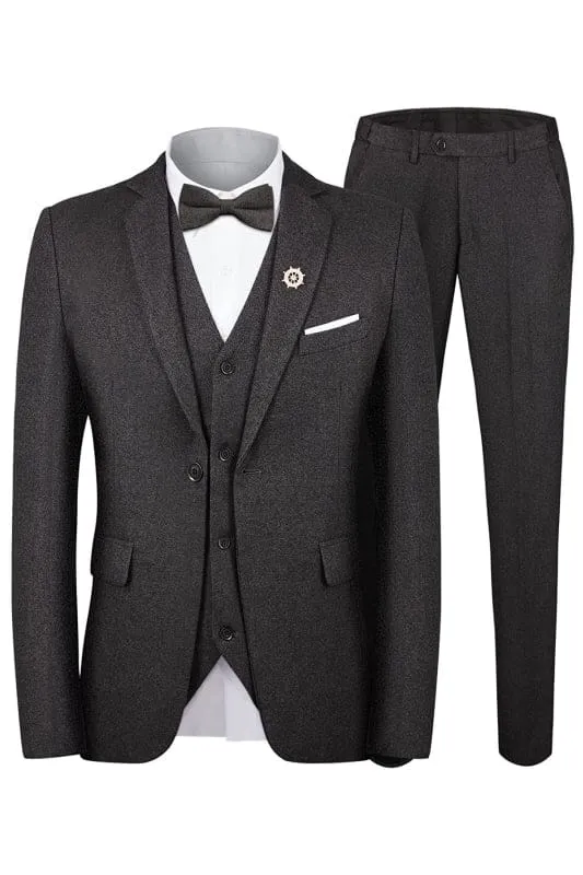 Black Notched Lapel Three Pieces Formal Wedding Suits for Men Business Suits