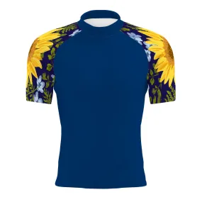 Blue Sunflower - Men's Surf UPF50  Short Sleeve Rash Guard