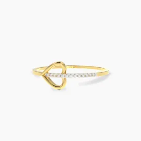Bow Heart Diamond Ring