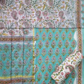 Buti Print Cotton Suit Set with Kota Doria Dupatta (3CKD645)