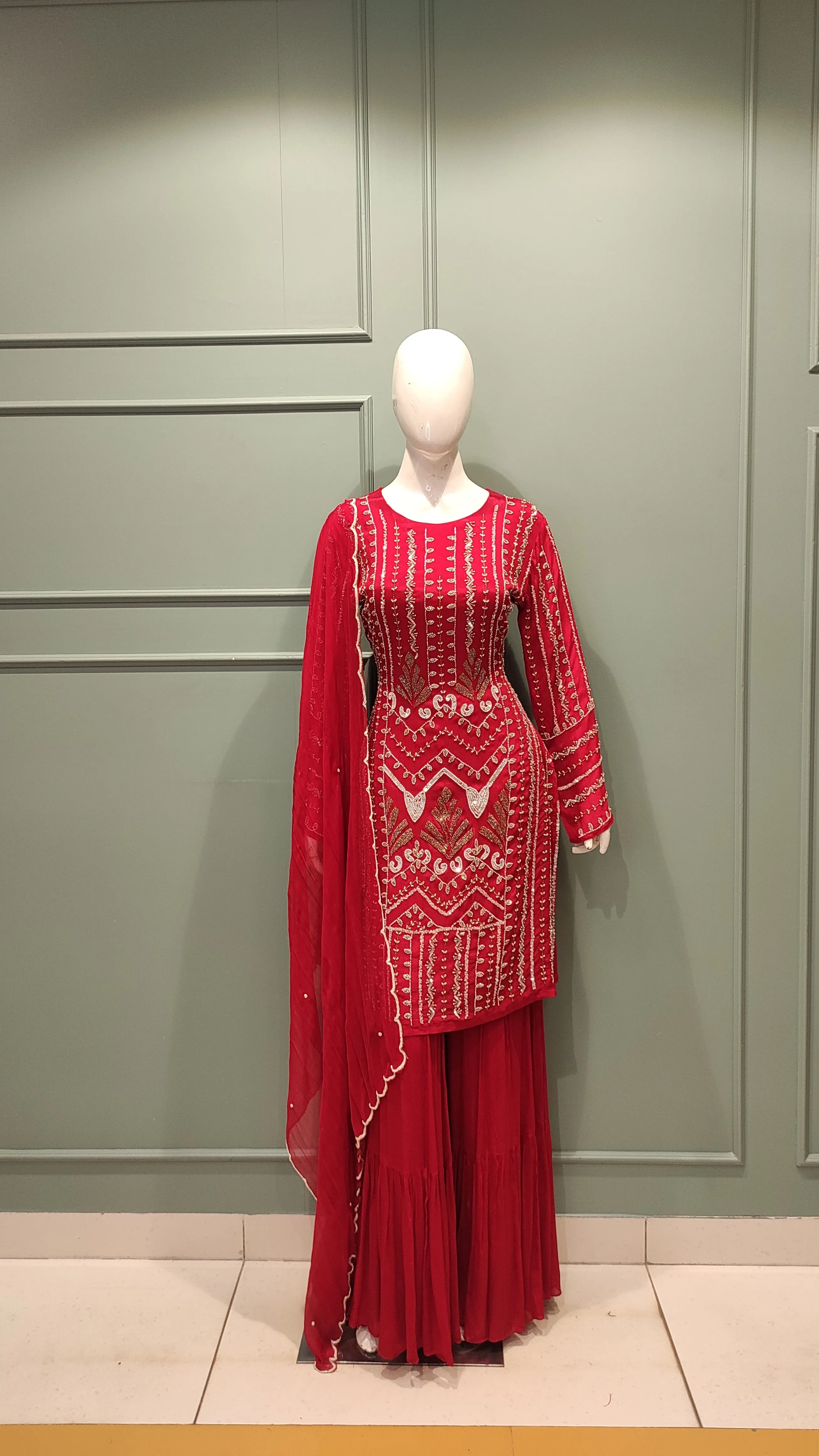Chinon Sharara Suit with Pearls Work