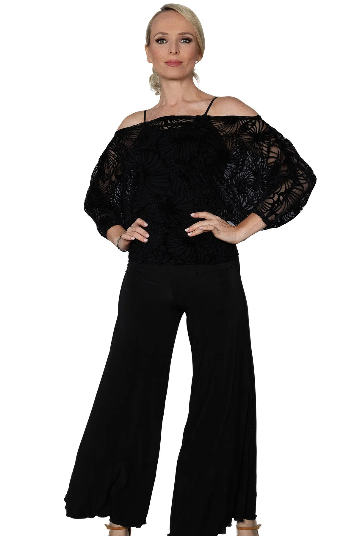 Dance America P2403 Women's Palazzo Practice or Teaching Pants with Wide Leg in Stock