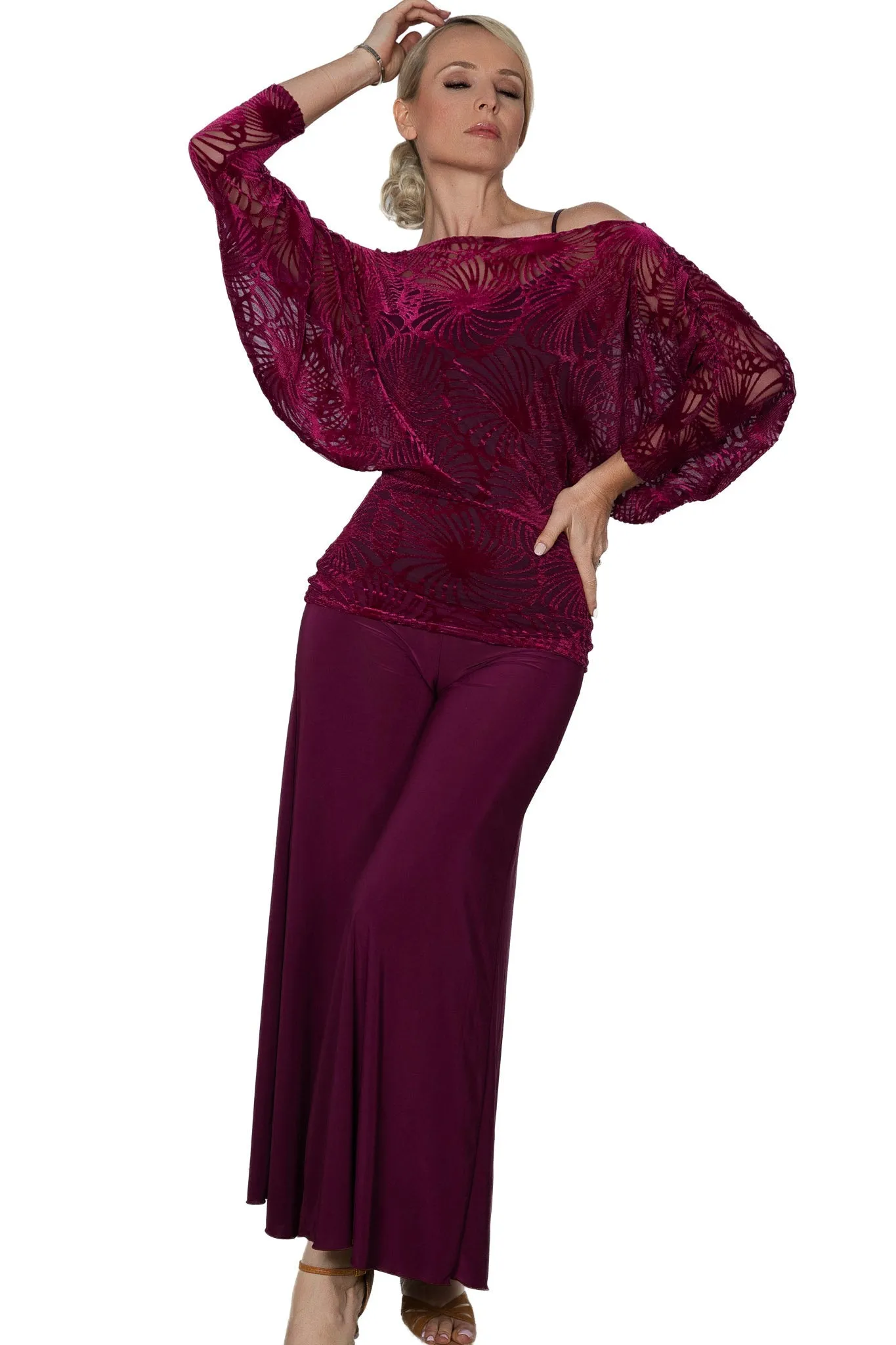 Dance America P2403 Women's Palazzo Practice or Teaching Pants with Wide Leg in Stock