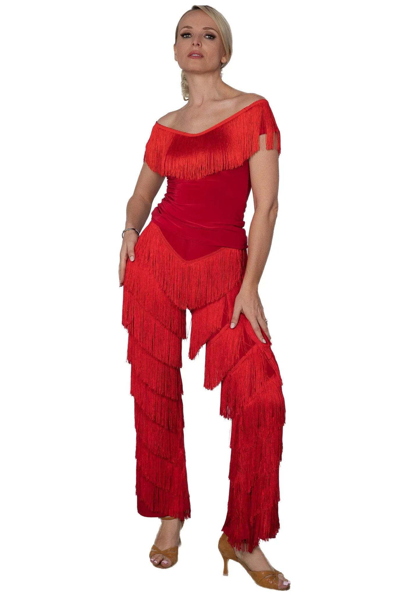 Dance America P2410 Women's Full Fringe Teaching or Practice Dance Pants in Stock