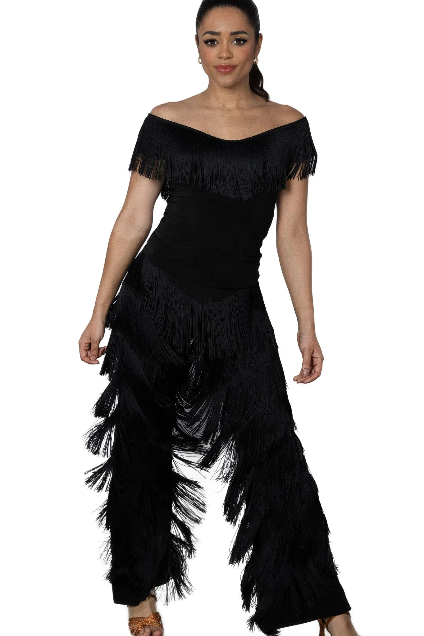 Dance America P2410 Women's Full Fringe Teaching or Practice Dance Pants in Stock