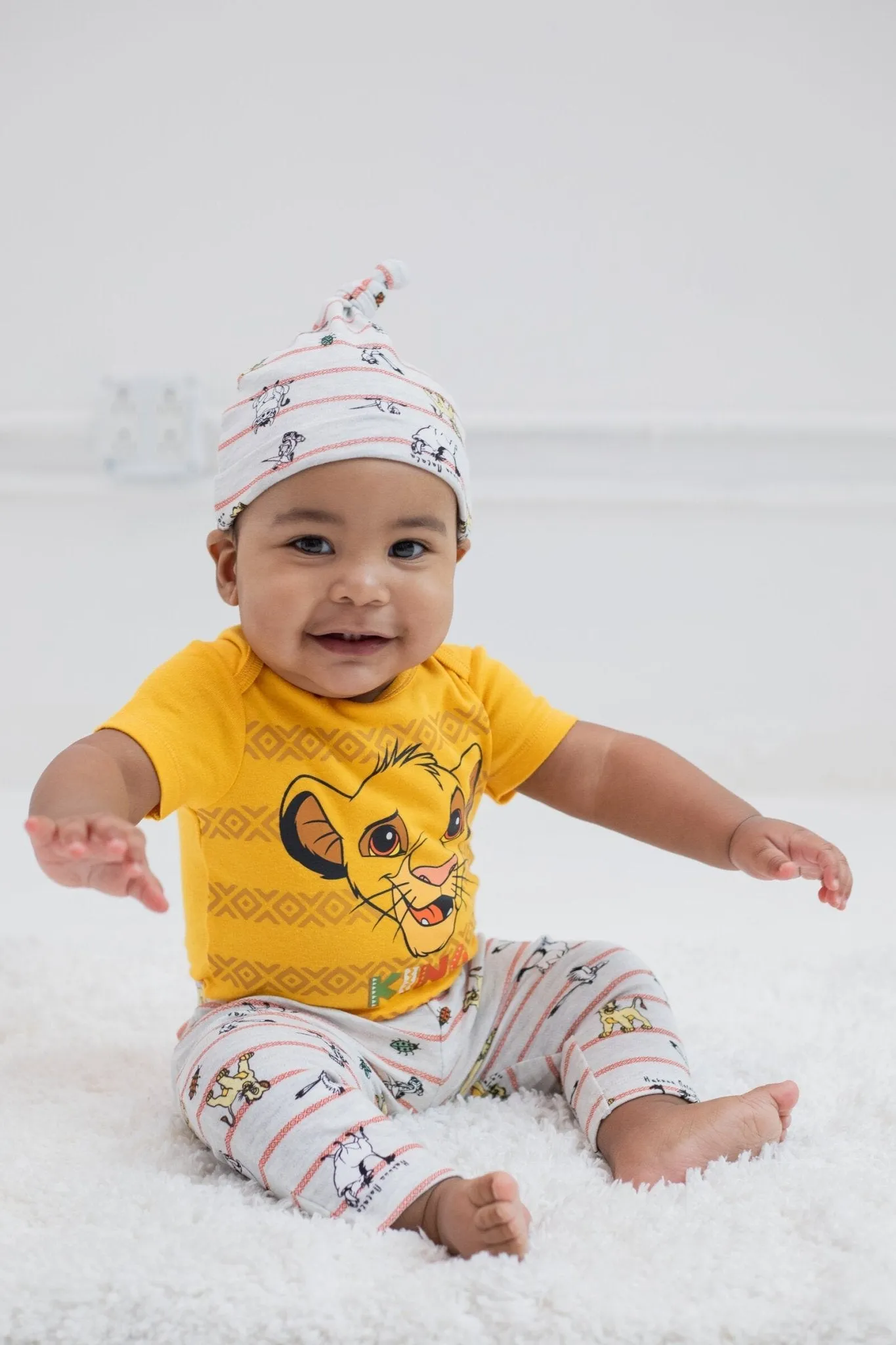 Disney Lion King Simba Bodysuit Pants and Hat 3 Piece Outfit Set