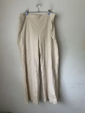 Express Womens Pants Linen Blend Casual Elastic Waist Wide Leg   S4396977