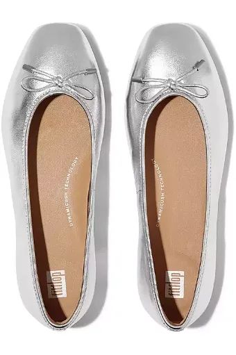 FitFlop Ballerina/Mary Jane in Silver Leather