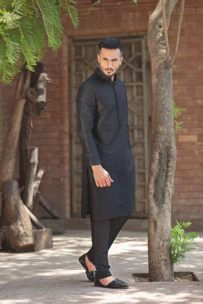 GEM Garments - Nafees - Kurta - Black - 1 Piece - Embroidered