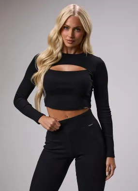 GKW Sports Luxe Rib Long Sleeve Tee - Black