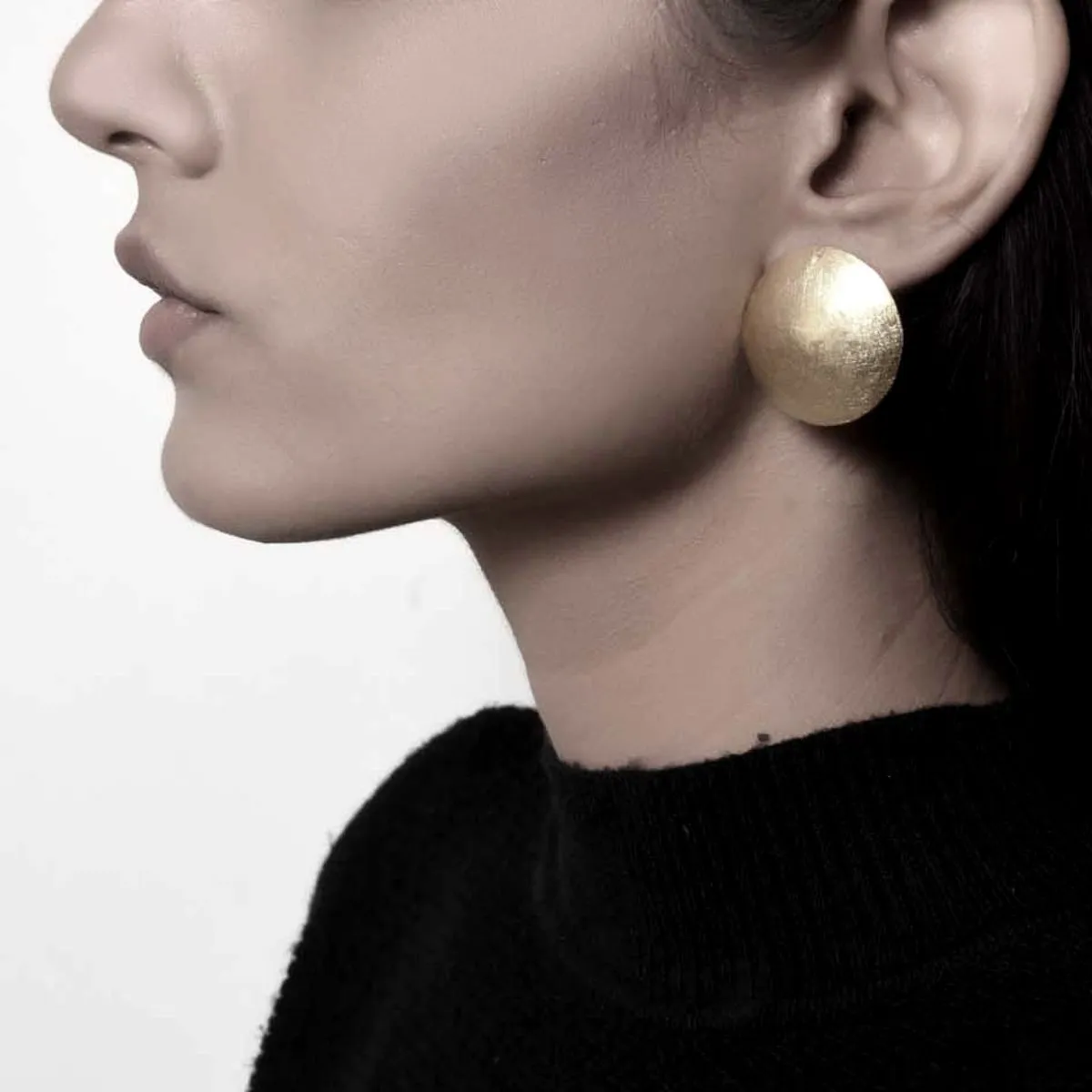 Gold Finish Brass Ear Studs | Smart Elegant Design | Daily Wear Jewellery