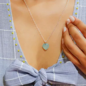 Green Chalcedony Pendant With Silver Chain | Healing Stone | Casual Daily Wear