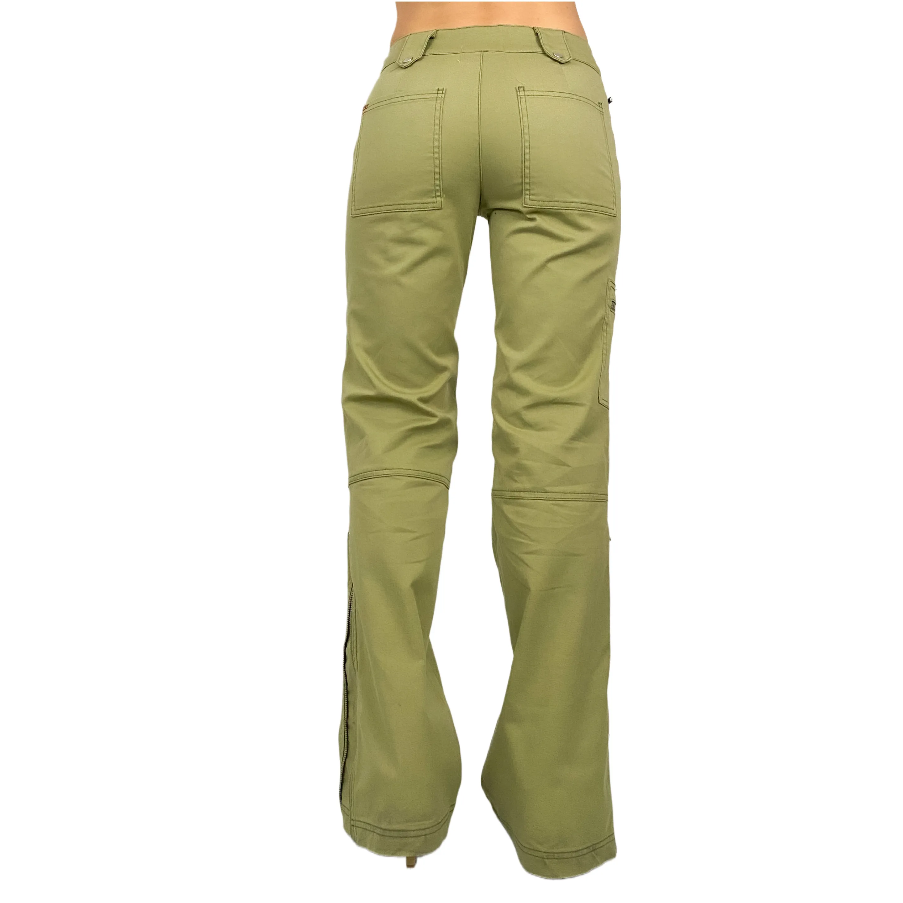 Green Zip-Flare Utility Pants (XS)
