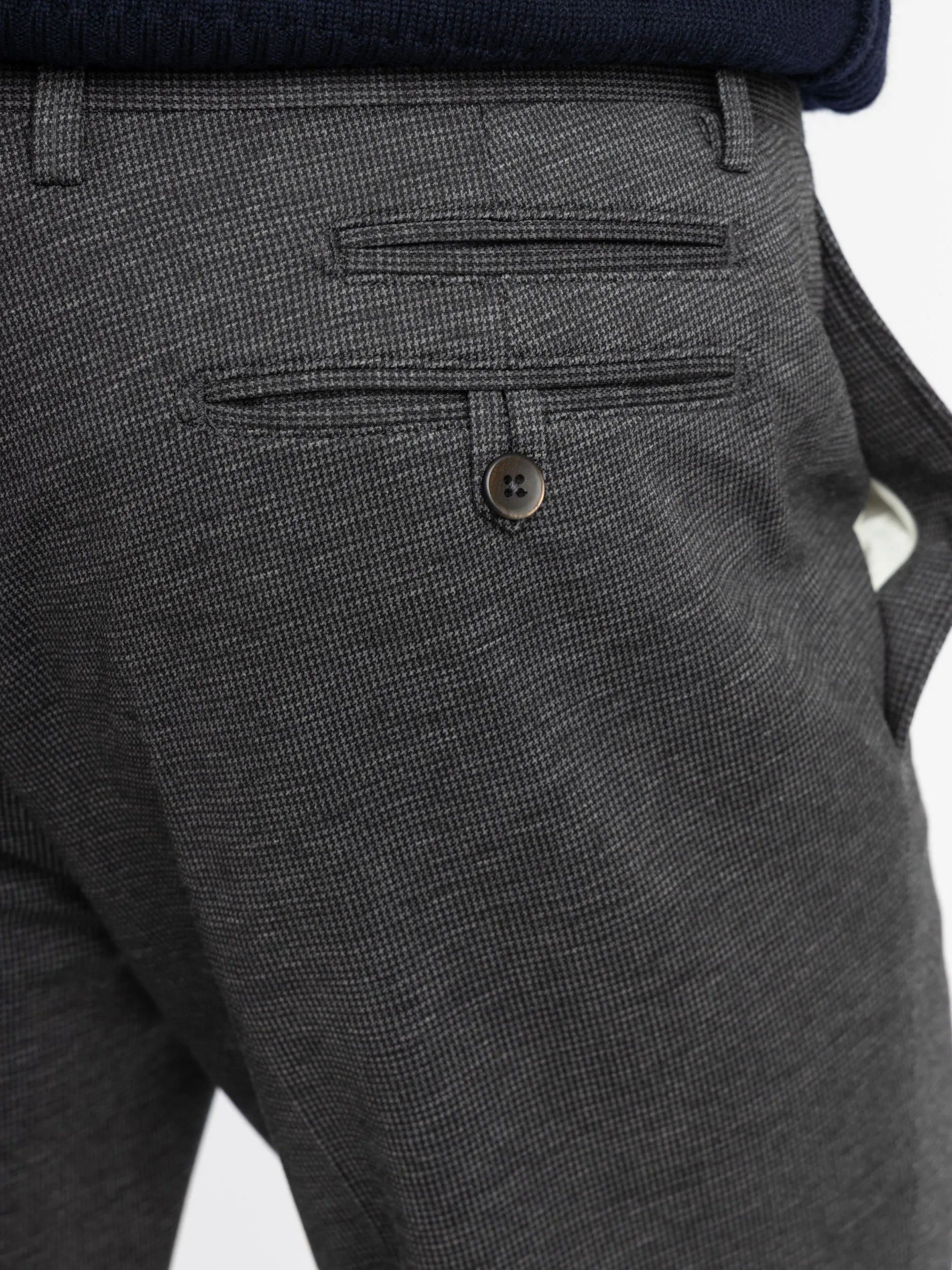 Elegant Grey Straight Leg Trousers with Classic Print