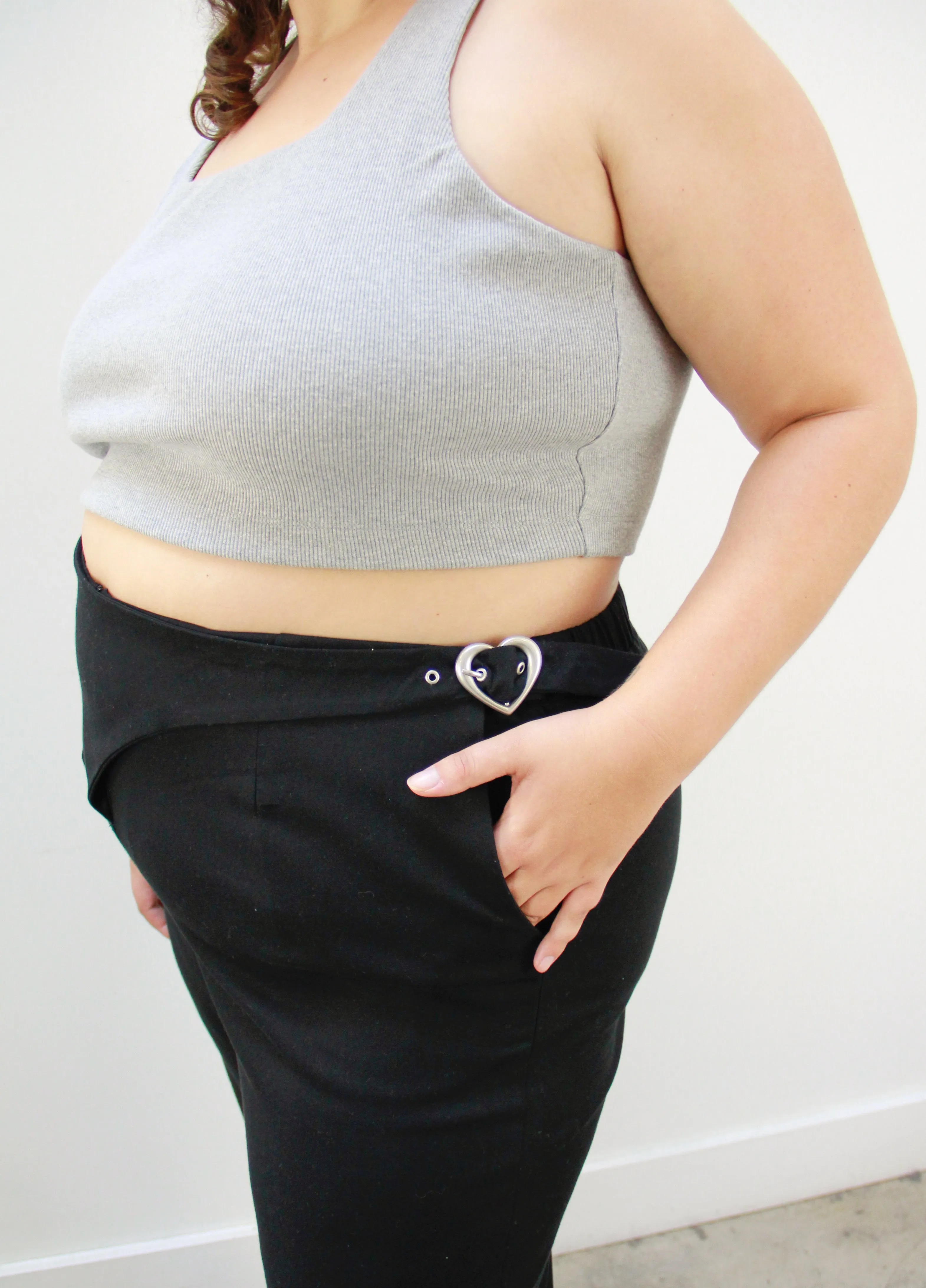 HEART BUCKLE PANTS ~ BLACK