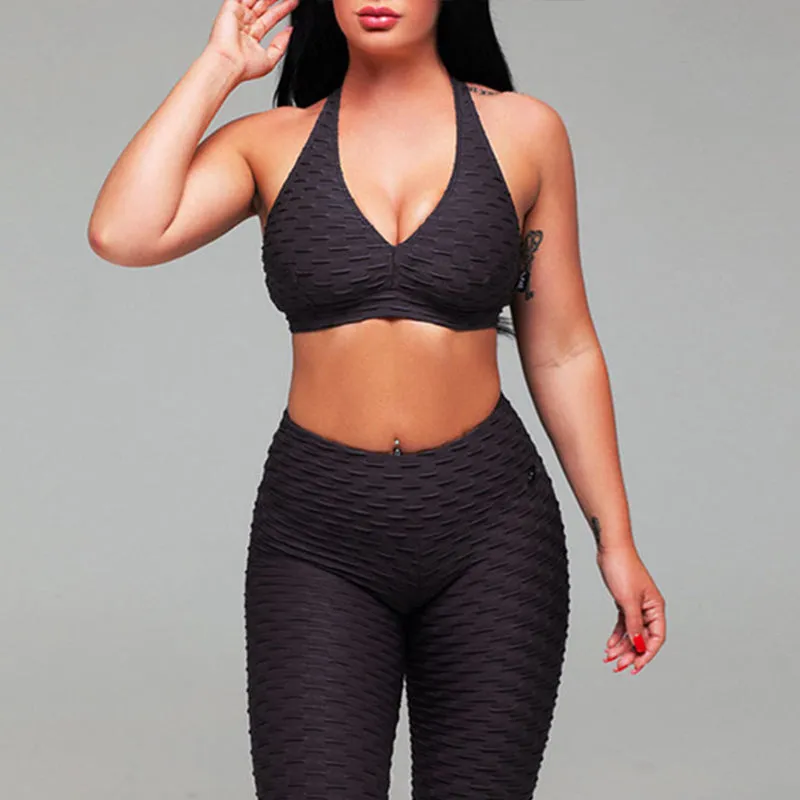 High Waist Squat Proof Leggings Active Wear Sport Bra And Gym Pants Private Label Fitness Yoga Set