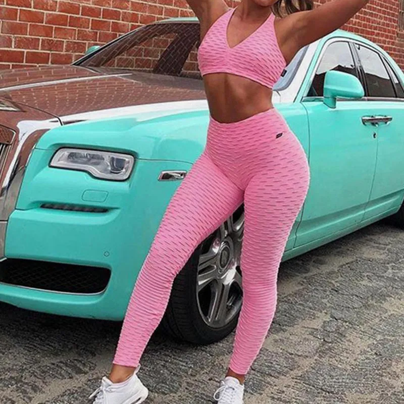 High Waist Squat Proof Leggings Active Wear Sport Bra And Gym Pants Private Label Fitness Yoga Set