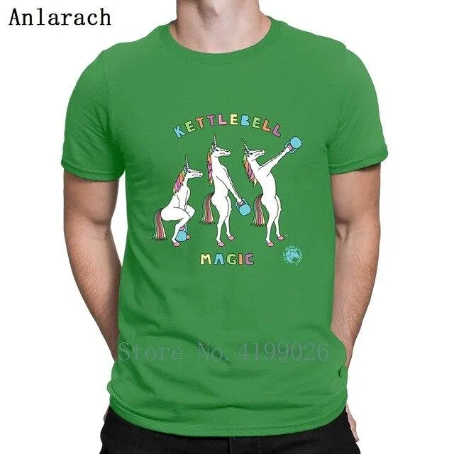 Kettlebell Magic Unicorn Outline T Shirt Top Quality Designs New Summer Mens Streetwear Shirt Men Fashions Standard Top Tee