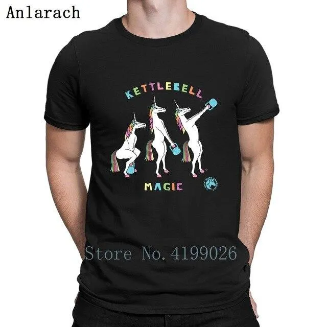 Kettlebell Magic Unicorn Outline T Shirt Top Quality Designs New Summer Mens Streetwear Shirt Men Fashions Standard Top Tee