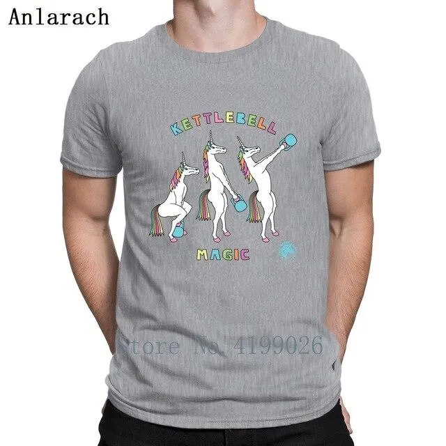 Kettlebell Magic Unicorn Outline T Shirt Top Quality Designs New Summer Mens Streetwear Shirt Men Fashions Standard Top Tee