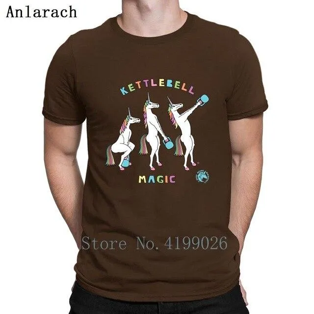 Kettlebell Magic Unicorn Outline T Shirt Top Quality Designs New Summer Mens Streetwear Shirt Men Fashions Standard Top Tee