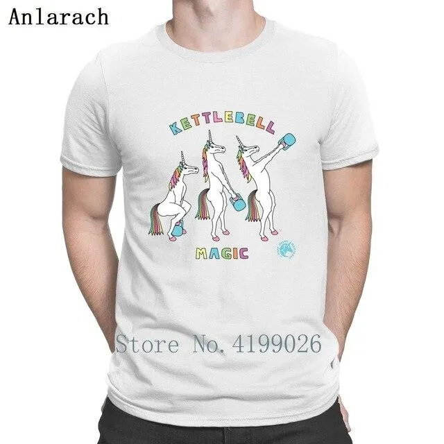 Kettlebell Magic Unicorn Outline T Shirt Top Quality Designs New Summer Mens Streetwear Shirt Men Fashions Standard Top Tee