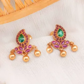 Kundan bead drop stud