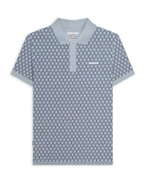 Lambretta Men's SS1229 Geo Roundel Polo Shirt Dusky Blue