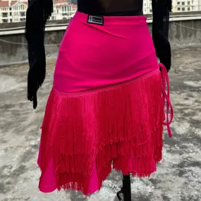Latin Dance Skirts in 2 Colors with Tassels for Ballroom Dancing Pra 1411