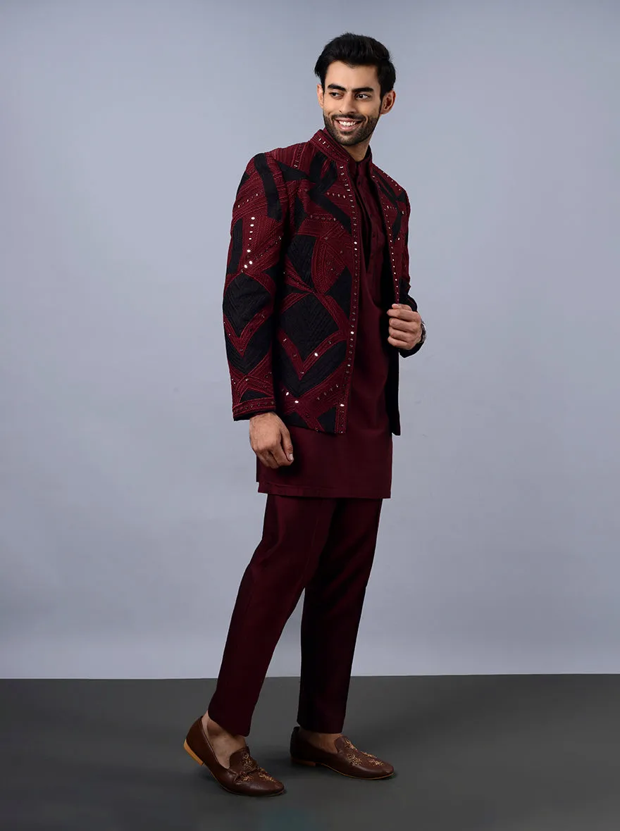 Maroon & Black Jodhpuri Suit | TULA