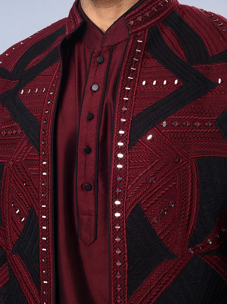 Maroon & Black Jodhpuri Suit | TULA
