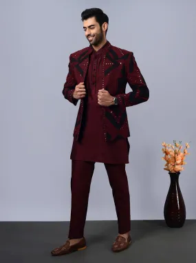 Maroon & Black Jodhpuri Suit | TULA