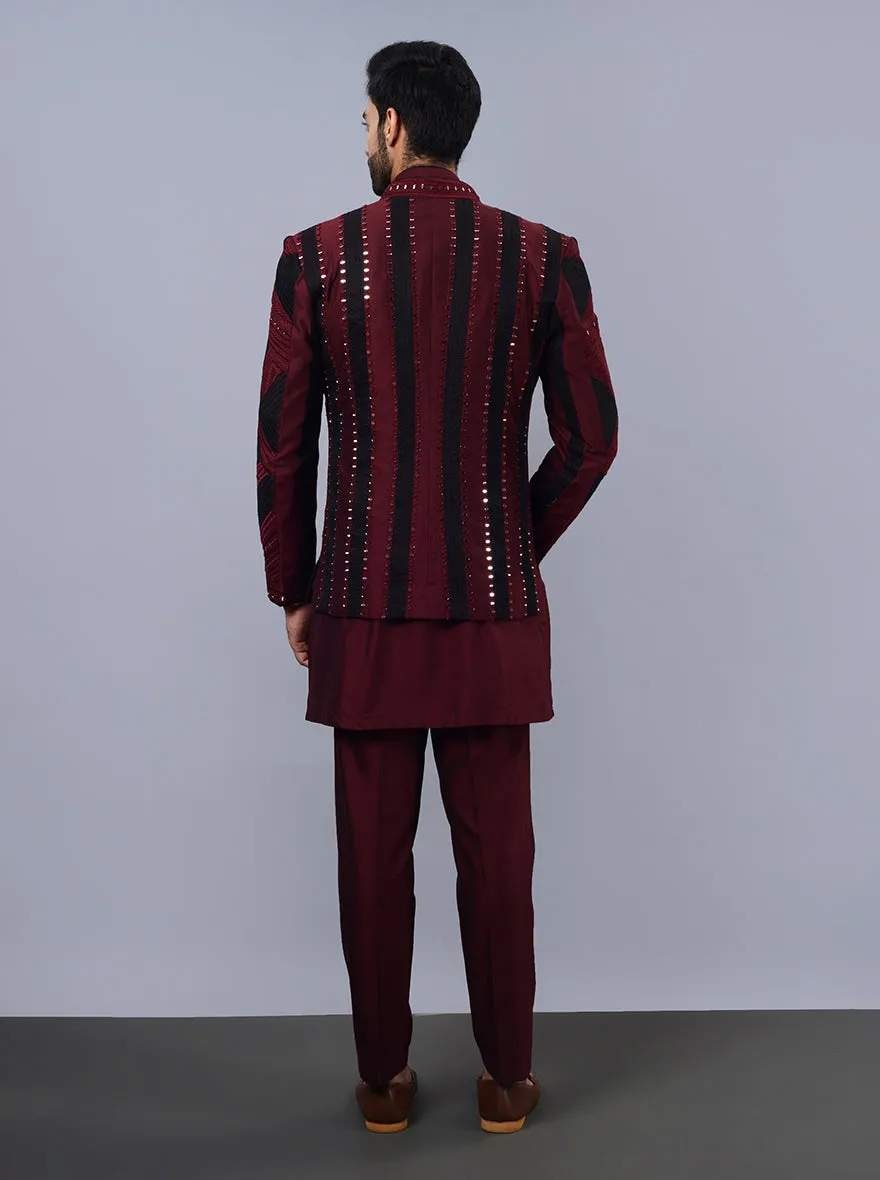 Maroon & Black Jodhpuri Suit | TULA