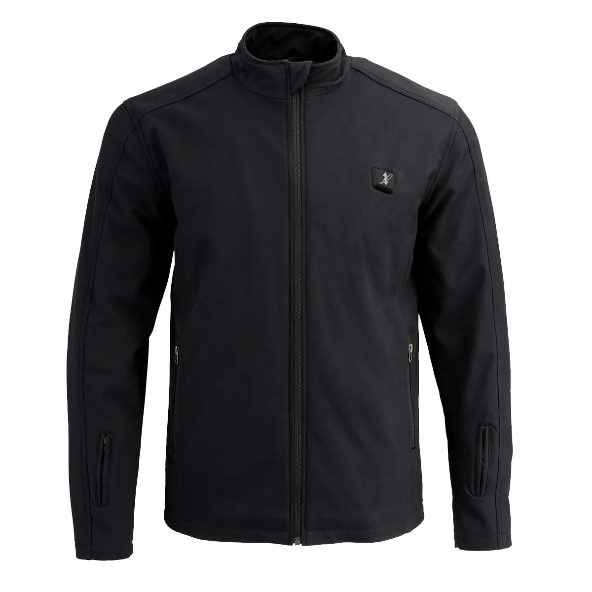 Nexgen Heat NXM1762SET Mens Soft Shell Heated Jacket - Black Standup Collar Jacket for Winter with Battery Pack