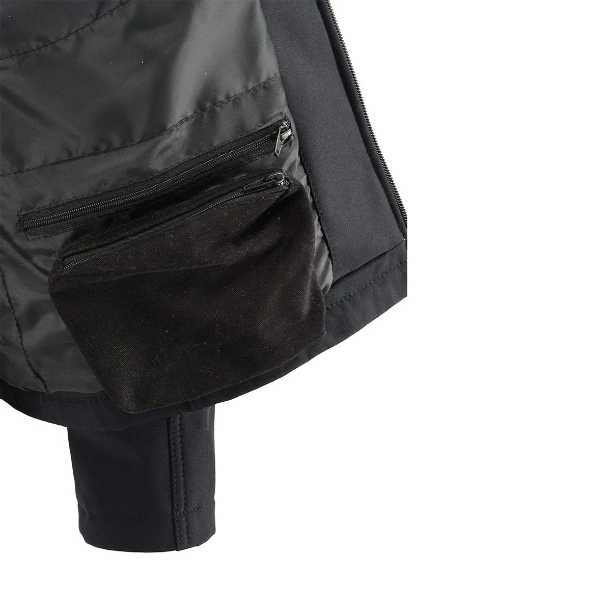 Nexgen Heat NXM1762SET Mens Soft Shell Heated Jacket - Black Standup Collar Jacket for Winter with Battery Pack