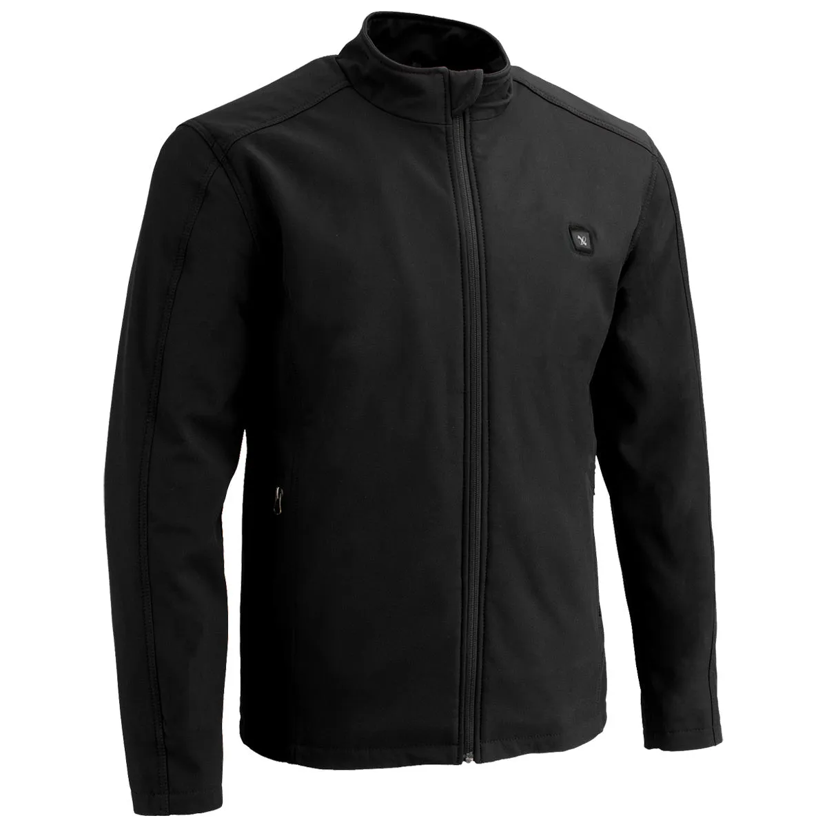 Nexgen Heat NXM1762SET Mens Soft Shell Heated Jacket - Black Standup Collar Jacket for Winter with Battery Pack